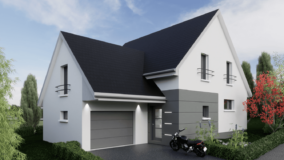 maison contemporaine toit deux pans et garage