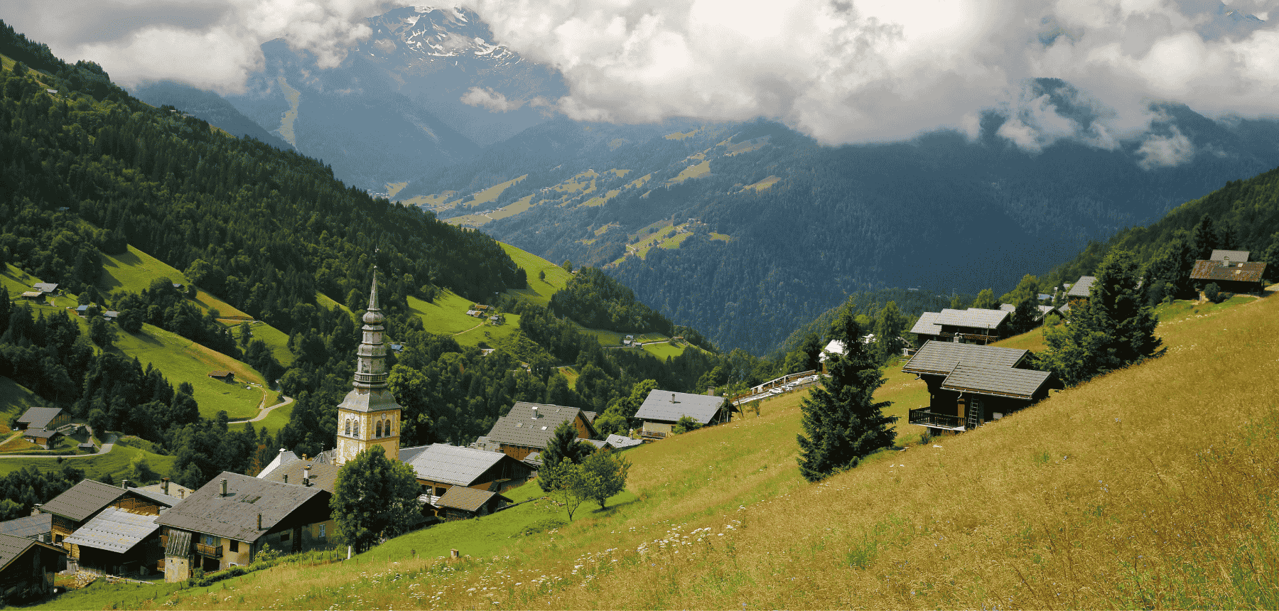 photo village typique haute savoie avec vue sur la vallee