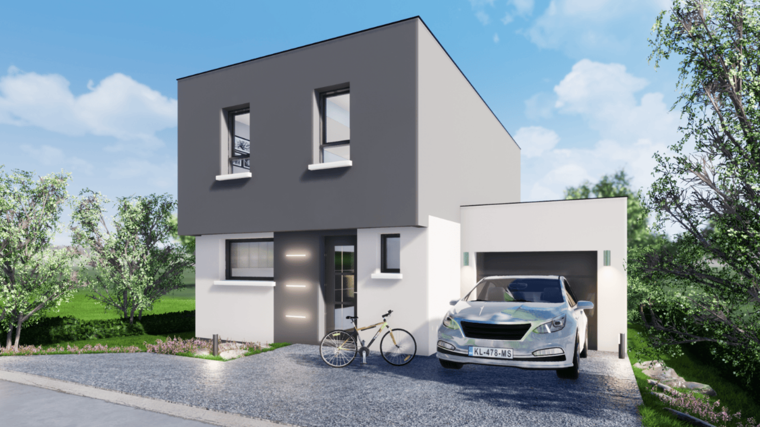 maison moderne cube toit plat